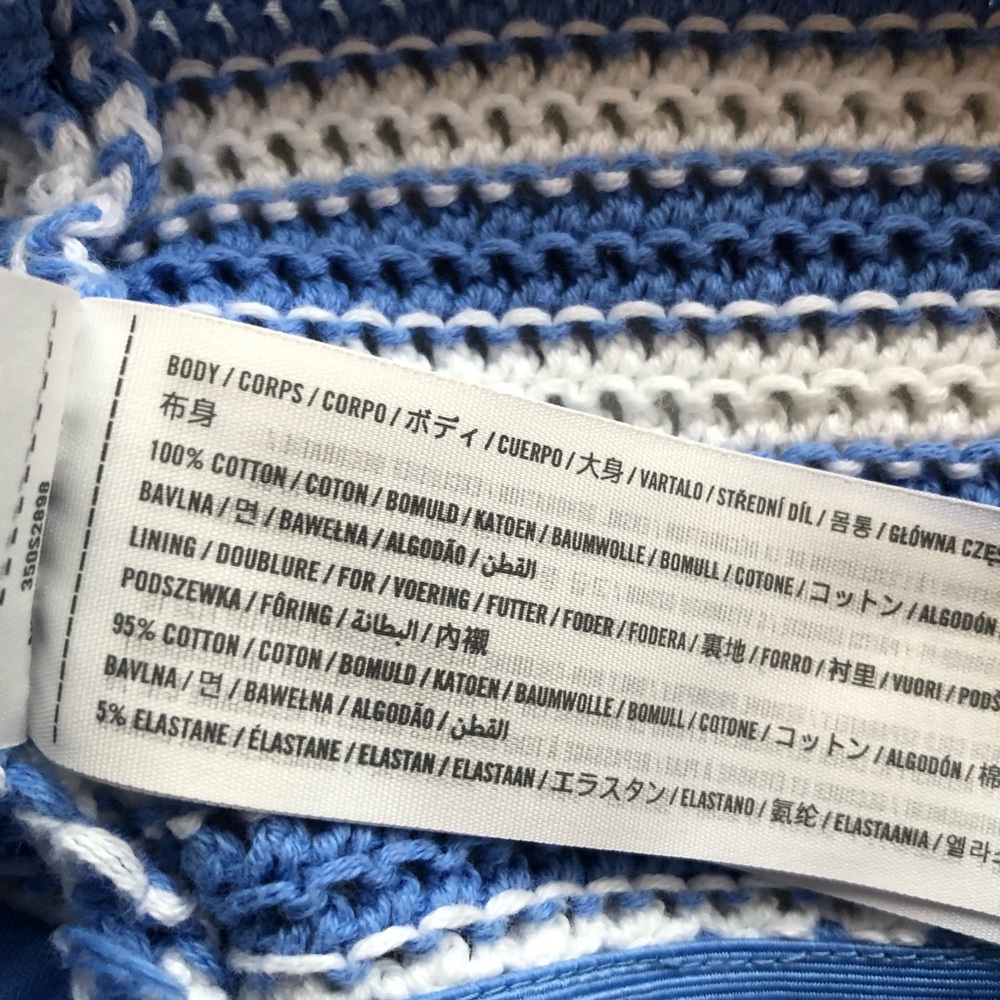 Hollister Blue/White Striped Crochet Knitted Crop Top Shirt Women’s Size S - Picture 9 of 16